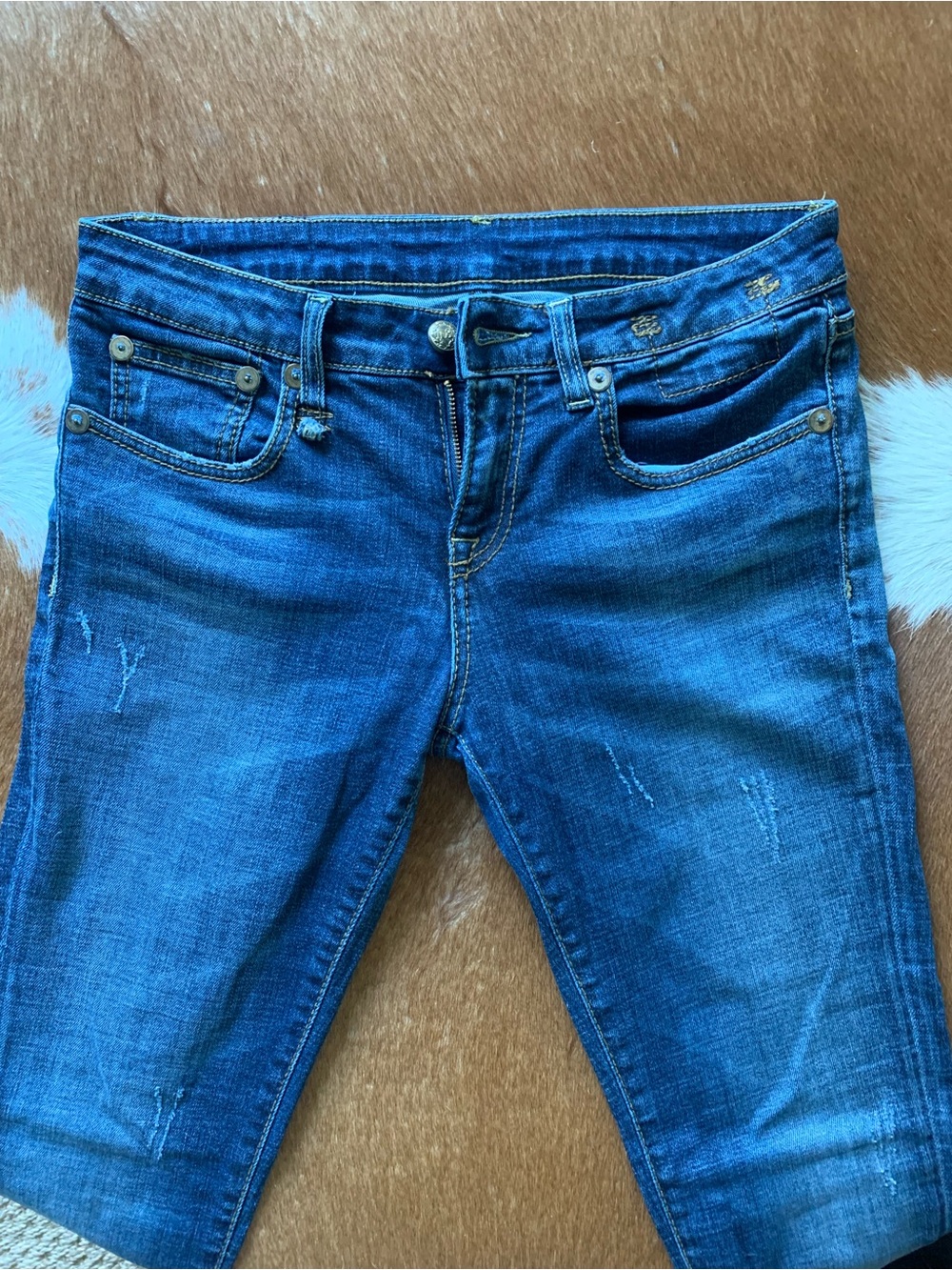R13 Women's Dark Blue Cropped Slim Jeans